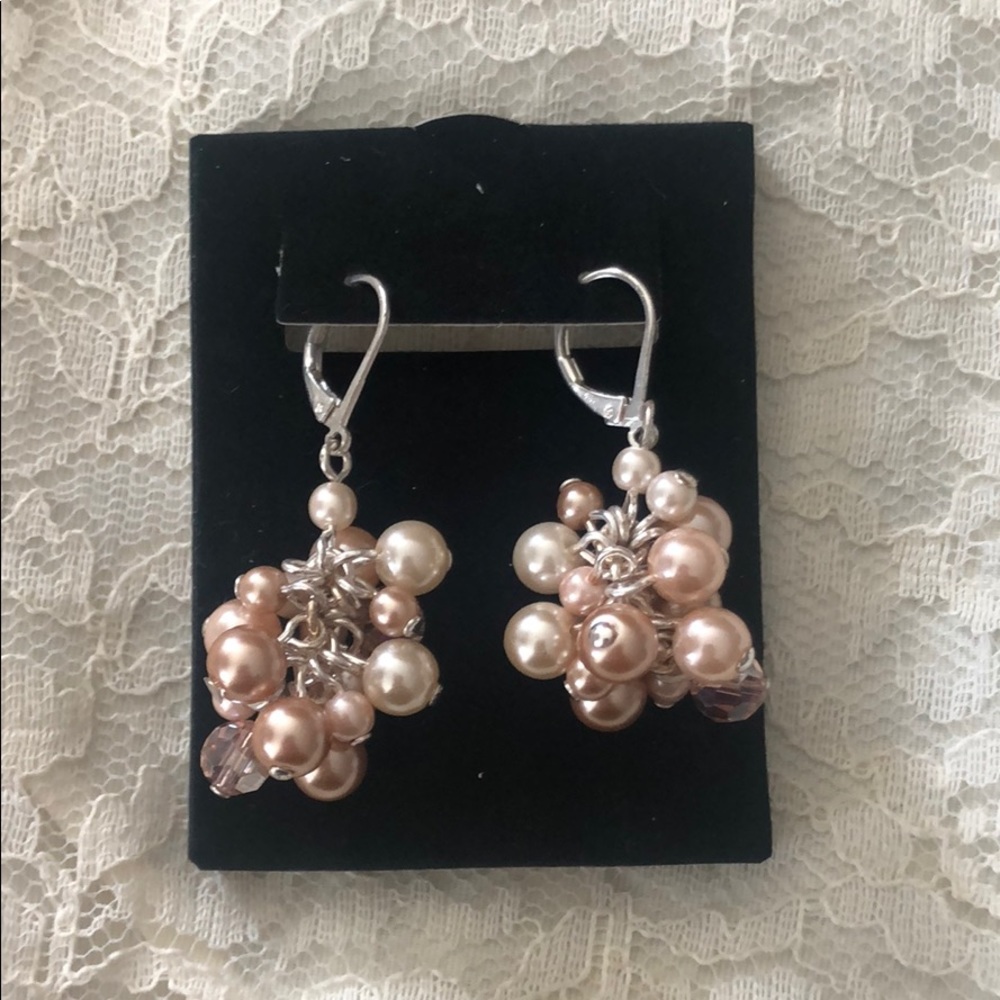 Rose Pearlesque Cluster Earrings